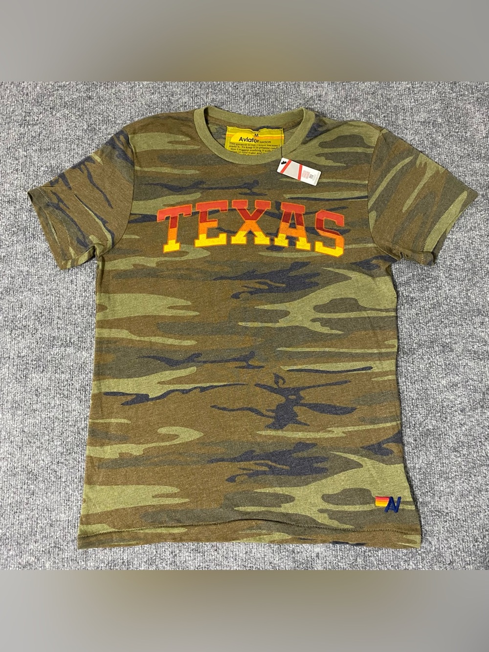 Aviator Nation Texas Longhorns Crew Tee Camo Unisex Medium Shirt NWT